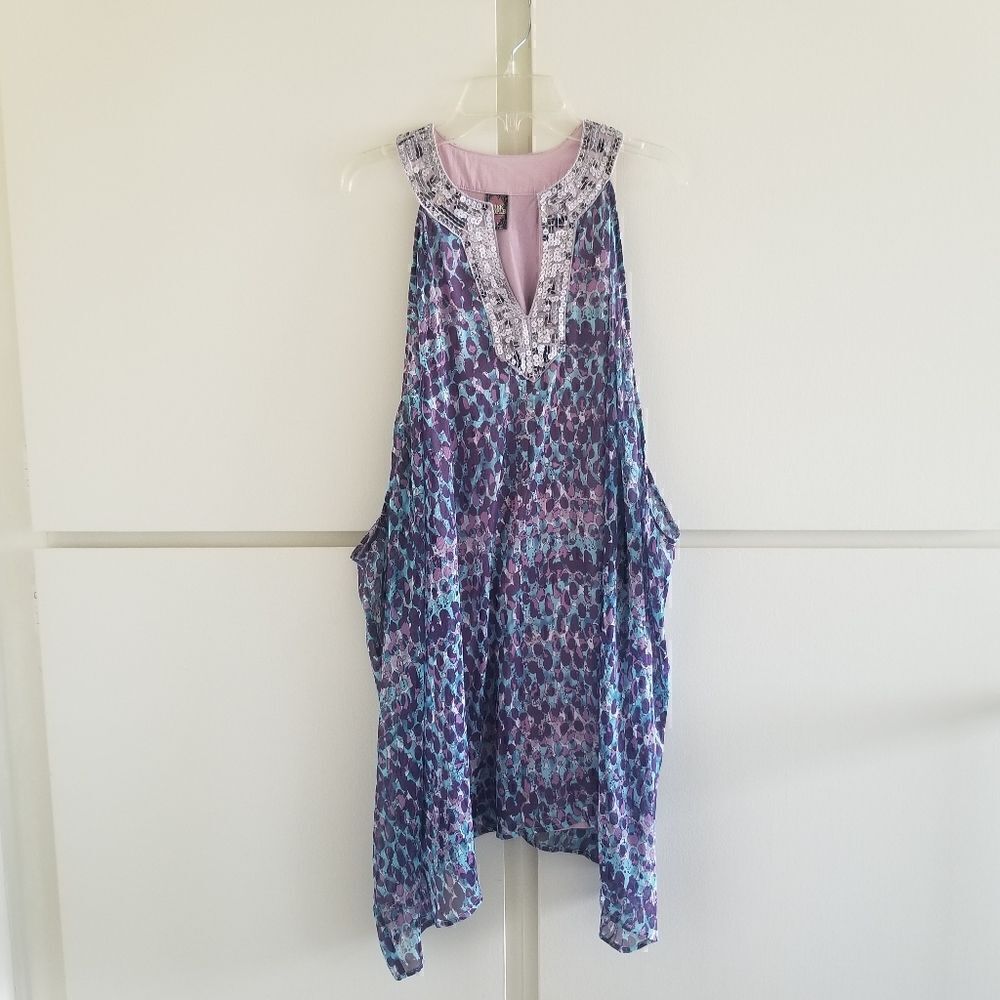 Freepeoplesleeveless Blouse,Prpl/Blue/Silver,S